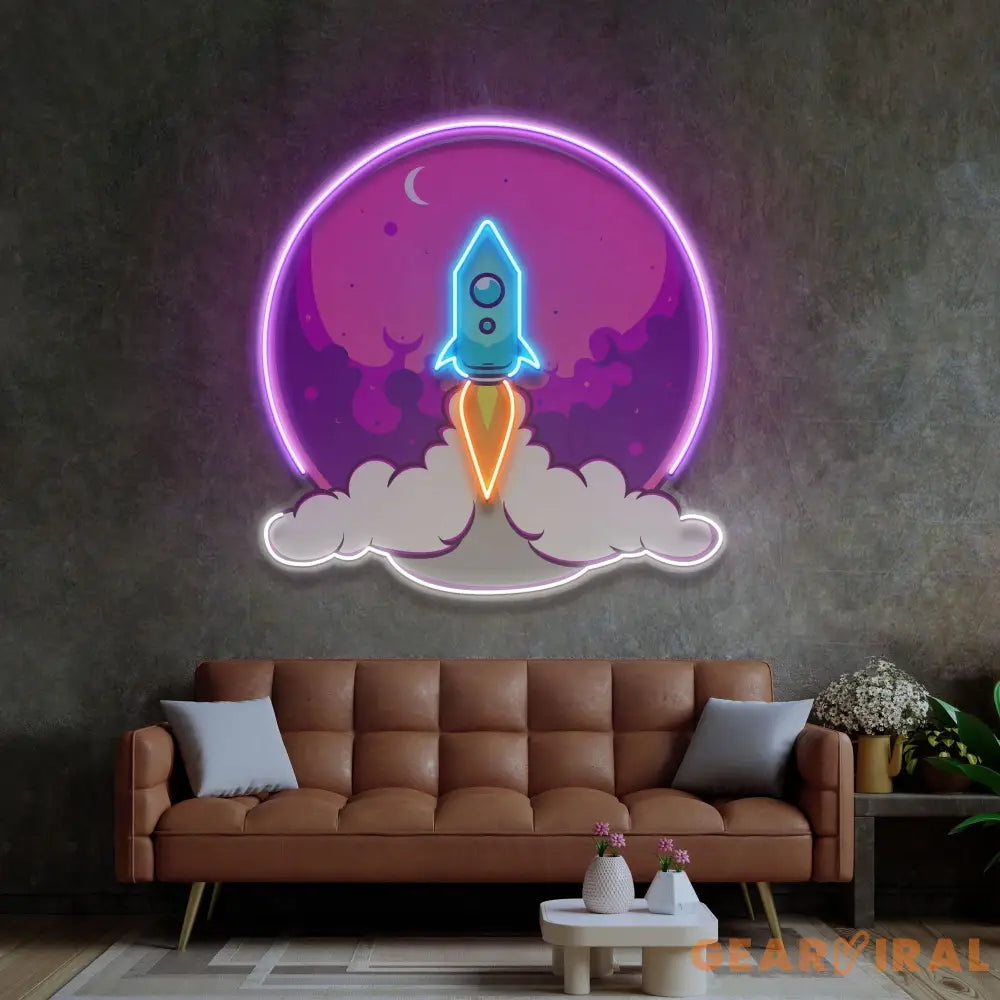 Rocket Launch LED Neon Sign Light Pop Art