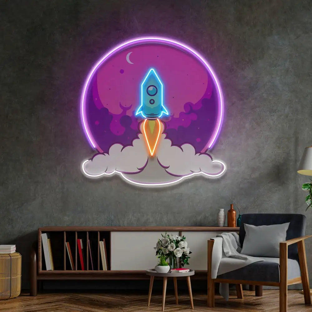 Rocket Launch LED Neon Sign Light Pop Art