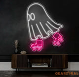 Roller Skating Ghost Neon Sign - Custom LED Wall Art Halloween Ghost Decor Skating Neon Light Unique Party Decor Roller