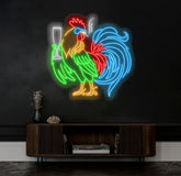 Rooster Driking Wine Neon Sign Chicken Wine Led Sign Wine Neon Light Cocktail Light Bar Pub Wall Art Rooster Home Wall