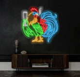Rooster Driking Wine Neon Sign Chicken Wine Led Sign Wine Neon Light Cocktail Light Bar Pub Wall Art Rooster Home Wall