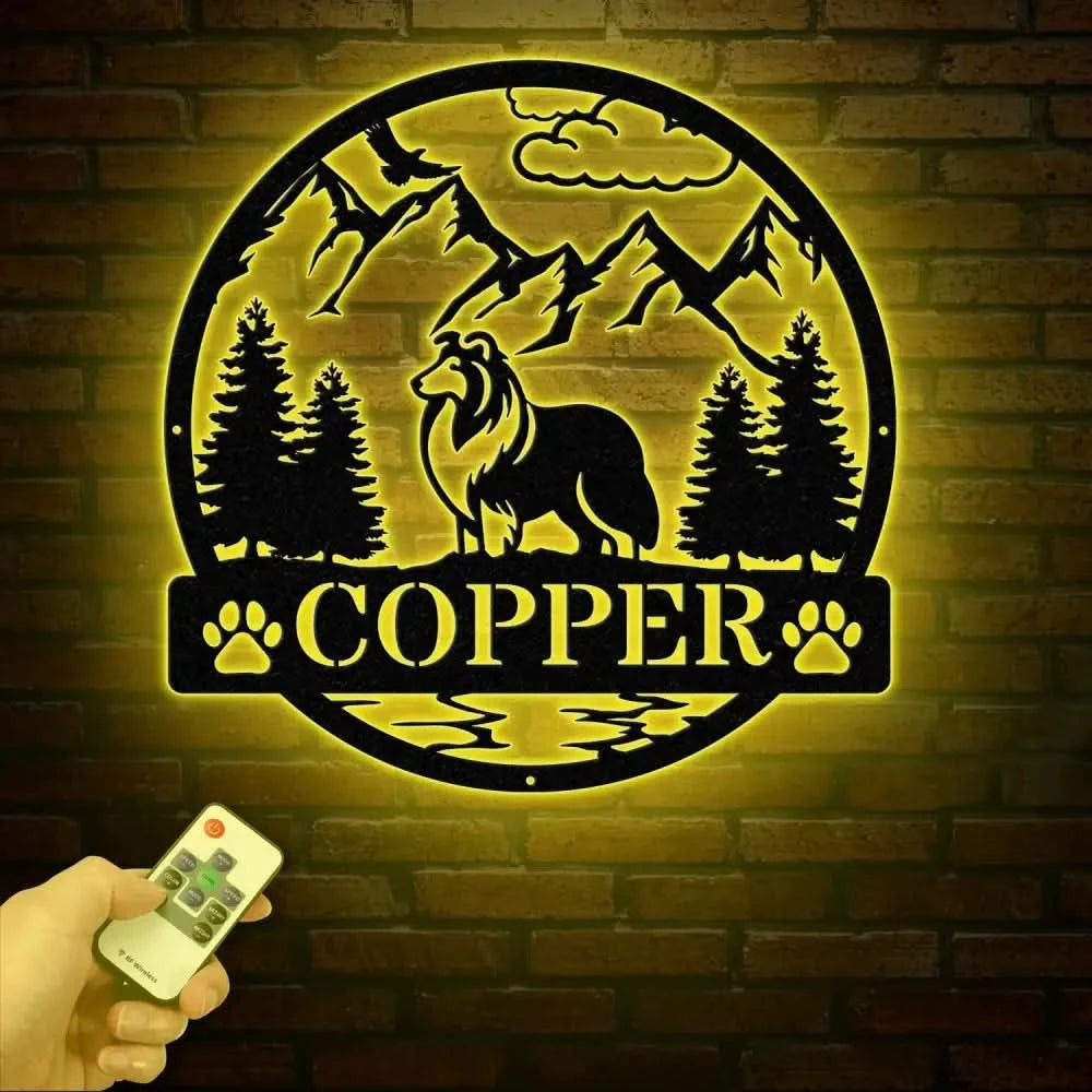 Rough Collie Metal Sign Custom Dog Name Sign Dog Memorial Gift Rough Collie Wall Decor Dog Lovers Wall Art Pet Lover