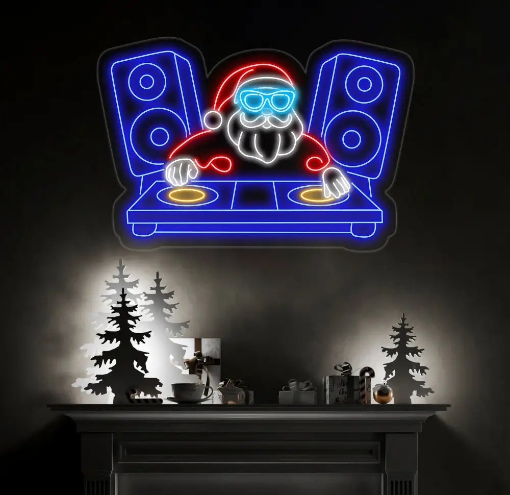 Santa Claus DJ Neon Sign Christmas Santa Led Sign Santa Led Light DJ Led Sign Santa Wall Art Christmas House Wall Decor