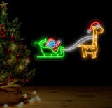 Santa Claus & Giraffe Neon Sign Christmas Led Sign Santa Led Light Merry Christmas Neon Light Christmas Decoration