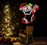 Santa Claus In Stockings Neon Sign Christmas Led Sign Santa Led Light Merry Christmas Neon Light Christmas Decoration