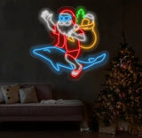 Santa Claus Riding A Dolphin Neon Sign Christmas Santa Led Sign Santa Claus Led Light Merry Christmas Neon Light