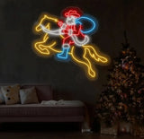 Santa Claus Riding A Horse Neon Sign Christmas Santa Led Sign Santa Claus Led Light Merry Christmas Neon Light