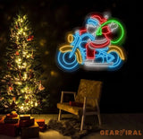 Santa Claus Riding A Motorcycle Neon Sign Christmas Led Sign Santa Led Light Merry Christmas Neon Light Christmas