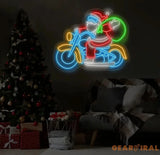 Santa Claus Riding A Motorcycle Neon Sign Christmas Led Sign Santa Led Light Merry Christmas Neon Light Christmas