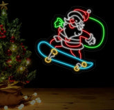 Santa Claus Skatebroading Neon Sign Christmas Led Sign Santa Led Light Merry Christmas Neon Light Christmas Decoration