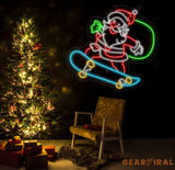 Santa Claus Skatebroading Neon Sign Christmas Led Sign Santa Led Light Merry Christmas Neon Light Christmas Decoration