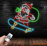 Santa Claus Skatebroading Neon Sign Christmas Led Sign Santa Led Light Merry Christmas Neon Light Christmas Decoration