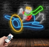 Santa Flying Red Airplane Neon Sign - Merry Christmas LED Sign Santa Claus Wall Art Festive LED Light Christmas House
