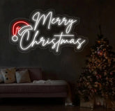 Santa Hat Merry Christmas Neon Sign Merry Christmas Led Sign Christmas Neon Light Christmas Quote Wall Art Christmas