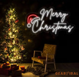 Santa Hat Merry Christmas Neon Sign Merry Christmas Led Sign Christmas Neon Light Christmas Quote Wall Art Christmas