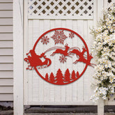 Santa Riding a Sleigh Metal Wall Art Personalized Christmas Name Sign Christmas Decor Christmas Family Gift Winter Home