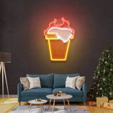 Santa Stuck in Chimney Christmas LED Neon Acrylic Artwork