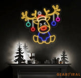 Santa’s Reindeer Neon Sign Reindeer Neon Lights Decor Christmas Neon Sign New Year Neon Sign Christmas Gift Christmas