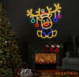 Santa’s Reindeer Neon Sign Reindeer Neon Lights Decor Christmas Neon Sign New Year Neon Sign Christmas Gift Christmas