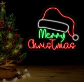 Satan Hat Merry Christmas Neon Sign Merry Christmas Led Sign Christmas Neon Light Christmas Quote Wall Art Christmas