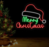 Satan Hat Merry Christmas Neon Sign Merry Christmas Led Sign Christmas Neon Light Christmas Quote Wall Art Christmas
