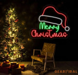 Satan Hat Merry Christmas Neon Sign Merry Christmas Led Sign Christmas Neon Light Christmas Quote Wall Art Christmas