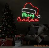 Satan Hat Merry Christmas Neon Sign Merry Christmas Led Sign Christmas Neon Light Christmas Quote Wall Art Christmas