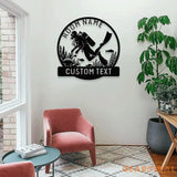 Scuba Diving Name Metal Sign with LED Lights Personalized Family Name Metal Sign Family Wall Decor Personalized Wall
