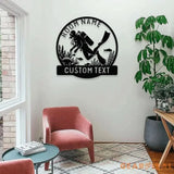 Scuba Diving Name Metal Sign with LED Lights Personalized Family Name Metal Sign Family Wall Decor Personalized Wall