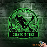 Scuba Diving Name Metal Sign with LED Lights Personalized Family Name Metal Sign Family Wall Decor Personalized Wall