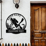 Scuba Diving Name Metal Sign with LED Lights Personalized Family Name Metal Sign Family Wall Decor Personalized Wall