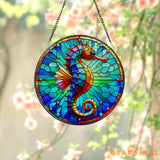 Seahorse Stained Glass Suncatcher Window Hanging Seahorse Window Decor Gift For Seahorse Lover Beach House Suncatcher