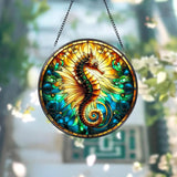 Seahorse Stained Glass Suncatcher Window Hanging Seahorse Window Decor Gift For Seahorse Lover Beach SeaHouse Suncatcher