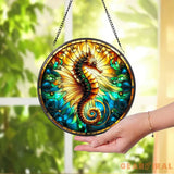 Seahorse Stained Glass Suncatcher Window Hanging Seahorse Window Decor Gift For Seahorse Lover Beach SeaHouse Suncatcher