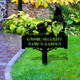 Security Gnomes House Garden Sign Gnomes Metal Stake Personalized Name Yard Sign Outdoor Door Garden Decor Metal Sign