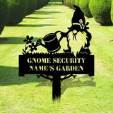 Security Gnomes House Garden Sign Gnomes Metal Stake Personalized Name Yard Sign Outdoor Door Garden Decor Metal Sign