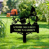 Security Gnomes House Garden Sign Gnomes Metal Stake Personalized Name Yard Sign Outdoor Door Garden Decor Metal Sign