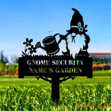 Security Gnomes House Garden Sign Gnomes Metal Stake Personalized Name Yard Sign Outdoor Door Garden Decor Metal Sign