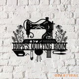 Sewing Machine Metal Sign with LED Lights Custom Quilting Wall Art Personalized Sewing Room Decor for Crafters and