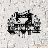Sewing Machine Metal Sign with LED Lights Custom Quilting Wall Art Personalized Sewing Room Decor for Crafters and