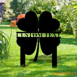 Shamrock Lucky House Garden Sign Lucky Metal Stake Personalized Name Yard Sign Outdoor Door Decor Lucky Garden Metal