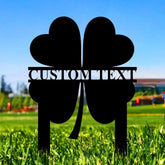 Shamrock Lucky House Garden Sign Lucky Metal Stake Personalized Name Yard Sign Outdoor Door Decor Lucky Garden Metal