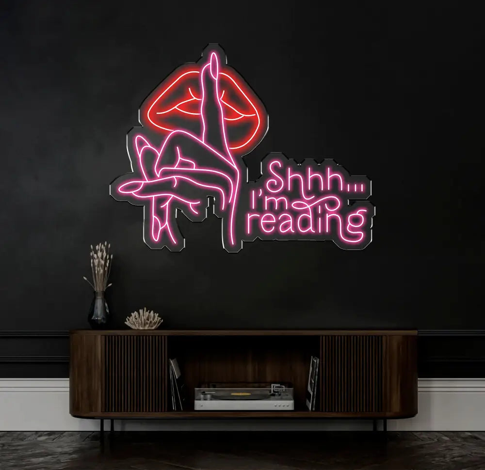 Shh I’m Reading Book Wall Sign Decor Reading Wall Hanging Sign Bookshelf Decor Library Neon Sign Bookish Decor Reading