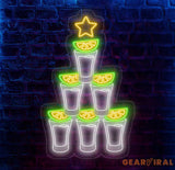 Shot Glass Neon Sign Custom Bar Wall Light Fun LED Sign for Party Decor Bar Lounge Neon Art Cocktail Shot Glass Neon