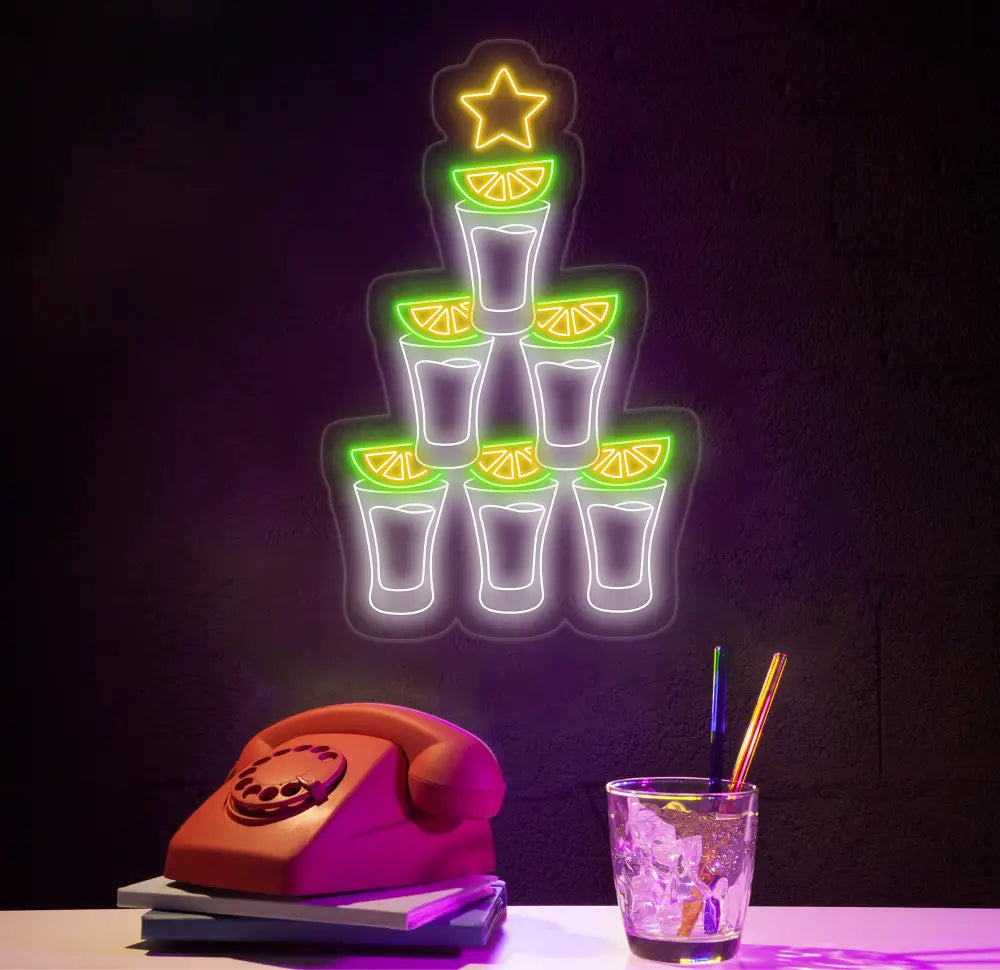 Shot Glass Neon Sign Custom Bar Wall Light Fun LED Sign for Party Decor Bar Lounge Neon Art Cocktail Shot Glass Neon