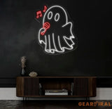 Singing Ghost Neon Sign Karaoke Ghost LED Light Fun Halloween Decor Custom Ghost Neon Wall Art Kids Room Decor Party
