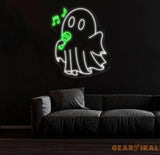 Singing Ghost Neon Sign Karaoke Ghost LED Light Fun Halloween Decor Custom Ghost Neon Wall Art Kids Room Decor Party