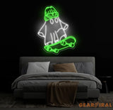 Skater Ghost Neon Sign - Cool Ghost with Skateboard LED Light Custom Wall Decor Skateboarder Room Art Fun Halloween
