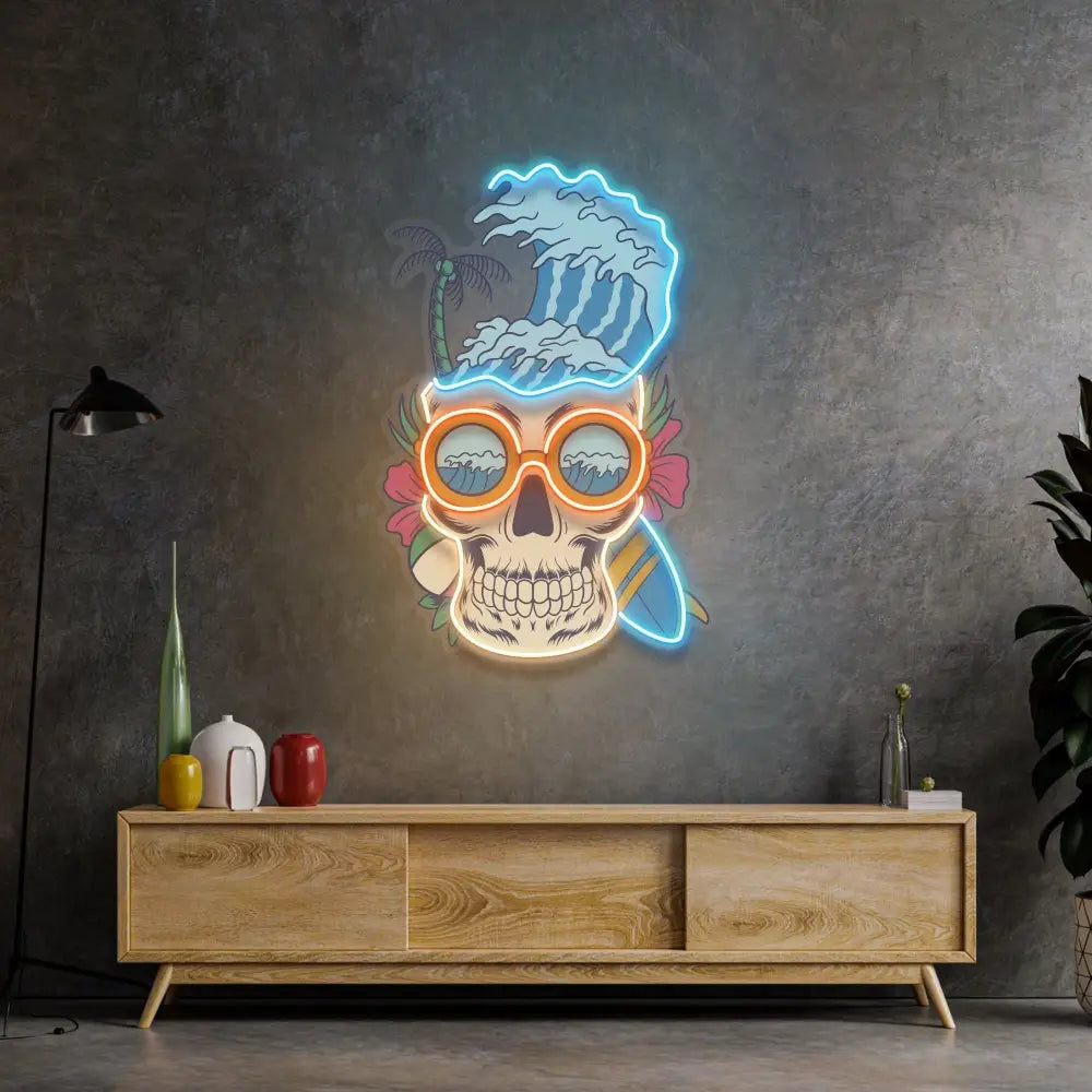 Skull Beach LED Neon Sign Light Pop Art