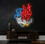 Skull Head Neon Sign - Custom Handmade Fire Neon Light Unique Wall Decor Personalized Skull Art Aesthetic Gift for Home